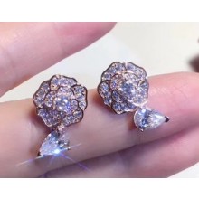 Chanel Bouton de Camellia Earrings Crystal/Gold 2018