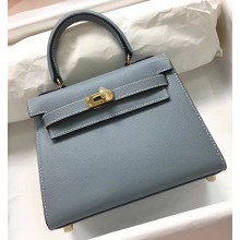 Hermes Kelly Mini 20 Original Epsom Handbag Blue Lin