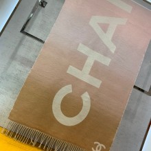 chanel logo printed cashmere scarf beige 2022