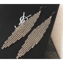Saint Laurent Smoking Mesh Earrings In Brass And Crystals 564033