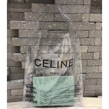 Celine Clutch Pouch Bag Light Green and PVC Transparent Plastic Shopping Bag