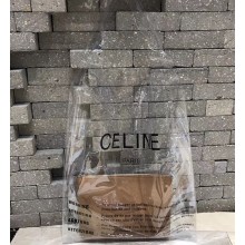 Celine Clutch Pouch Bag Brown and PVC Transparent Plastic Shopping Bag