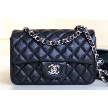 Chanel Pearl Caviar Calfskin Small Classic Flap Bag A1116 Black