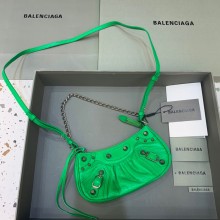 Balenciaga Le Cagole Mini Purse With Chain in Arena lambskin green 2022