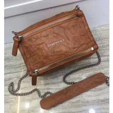 GIVENCHY PANDORA SMALL GOATSKIN SATCHEL BAG BROWN