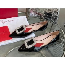 Roger Vivier Viv' Choc Strass Buckle Ballerinas in patent Leather black 2023
