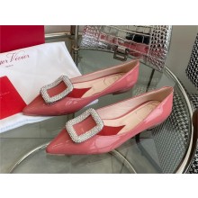 Roger Vivier Viv' Choc Strass Buckle Ballerinas in patent Leather pink 2023