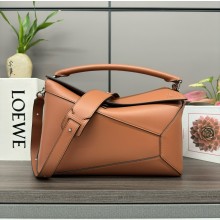 Loewe Large Puzzle Bag in shiny calfskin brown