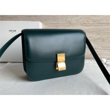 Celine Medium Classic box Bag in Calfskin dark green