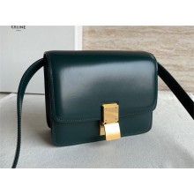 Celine mini Classic box Bag in Calfskin dark green