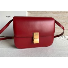 Celine Medium Classic box Bag in Calfskin red