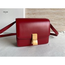 Celine mini Classic box Bag in Calfskin red