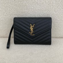 Saint Laurent CASSANDRE MATELASSÉ FLAP POUCH in grain de poudre leather black(original quality)