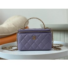 Chanel purple clutch with chain in grained leather A96087 2024