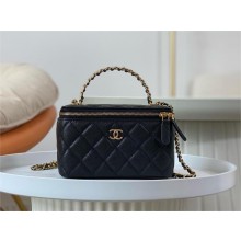 Chanel black clutch with chain in grained leather A96087 2024