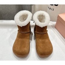 Miu Miu suede leather ankle boots with shearling brown 2024