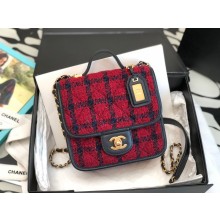 Chanel Tweed Small Flap Bag with Top Handle Red AS3652 2022 
