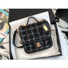 Chanel black check Tweed Small Flap Bag with Top Handle AS3652 2022 