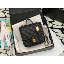 Chanel Grained Calfskin Small Flap Bag with Top Handle AS3652 Black 2022