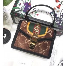 Gucci Sylvie GG Velvet Mini Bag ‎470270 Brown 2018