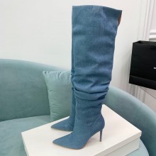 Amina Muaddi Heel 9.5cm Jahleel denim over-the-knee boots BLUE 2023