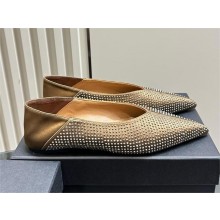 Saint Laurent NOUR slippers in satin crepe and rhinestones gold 2024