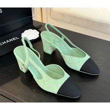 chanel Slingbacks Suede Goatskin & Grosgrain green G45509 heel 6.5cm 2025