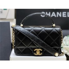 Chanel BLACK Mini Flap Bag with Top Handle AS5399 IN Shiny Lambskin 2025(ORIGINAL QUALITY)