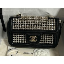 Chanel mini Flap Bag in Lambskin with diamante imitation pearls AS4961 silver 2025