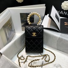 Chanel Pearl Bracelet Rectangle Clutch With Chain black AP2273 2021