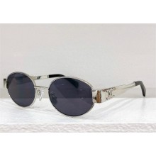 celine Triomphe Metal 01 sunglasses in Metal Silver / Smoke 2023