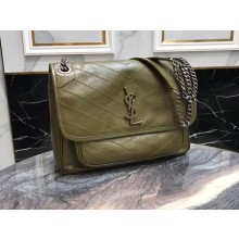Saint Laurent NIKI MEDIUM IN CRINKLED VINTAGE LEATHER ARMY GREEN
