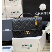 Chanel Grained Calfskin Flap Bag with Top Handle AS3653 Black 2022(ORIGINAL QUALITY)