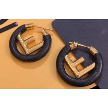 Fendi F Is Fendi Loop Earrings Black/Gold