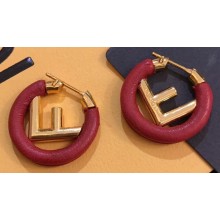 Fendi F Is Fendi Loop Earrings Red/Gold