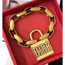 Dior "Lucky Locket" Bracelet with Dior padlock Aged Gold 2018