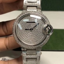 CARTIER BALLON BLEU DE CARTIER WATCH 33MM SILVER WITH DIAMONDS