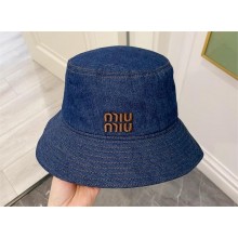 Miu Miu DENIM BUCKET HAT BLUE+TOBACCO 2024