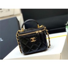 chanel black mini clutch with chain in sheepskin AP2198 2024(original quality)