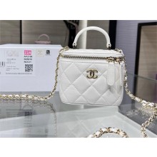 chanel white mini clutch with chain in sheepskin AP2198 2024