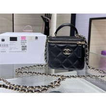chanel black mini clutch with chain in sheepskin AP2198 2024