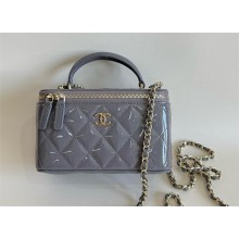 chanel clutch with chain in patent calfskin AP2199 GRAY 2024