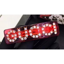 Gucci Crystal "Gucci" Single Hair Barrette Red 2019
