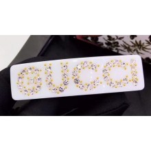 Gucci Crystal "Gucci" Single Hair Barrette White 2019
