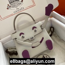 hermes kelly doll bag in original swift leather white/tosca handmade