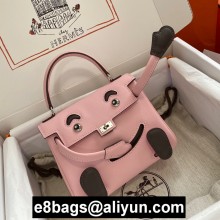hermes kelly doll bag in original swift leather pink/coffee handmade