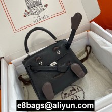 hermes kelly doll bag in original swift leather black/iron gray handmade