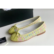 Chanel yellow,pink Wool Tweed & Lambskin ballet flats 2024