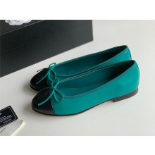 Chanel Calfskin & Grosgrain Turquoise & Black ballet flats 2024