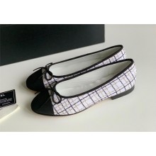 Chanel white fabric&lambskin ballet flats 2024